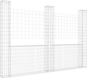 vidaXL Schanskorf U-vormig met 3 palen 260x20x200 cm ijzer