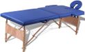 vidaXL Table de massage pliable 2 zones avec cadre en bois (bleu)