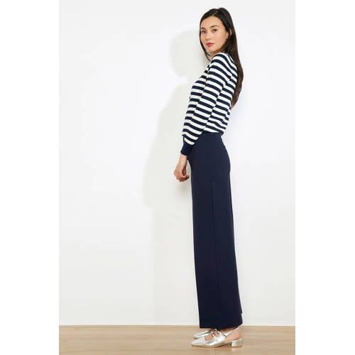 LOLALIZA straight high waist broek donkerblauw