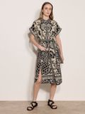 Apricot Midi-jurk met bloemen- en ananasprint