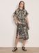 Apricot Midi-jurk met bloemen- en ananasprint