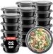 Bol Plastique bol van 1000 ml - luchtdicht - bewaardoos - zwarte container - magnetronbestendige kom - stevige container - plastique - rond met deksel - diameter 17,5 cm - hoogte 6 cm