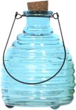 Luance Wespenvanger/wespenval met hengsel - glas - blauw - D13 x H17 cm