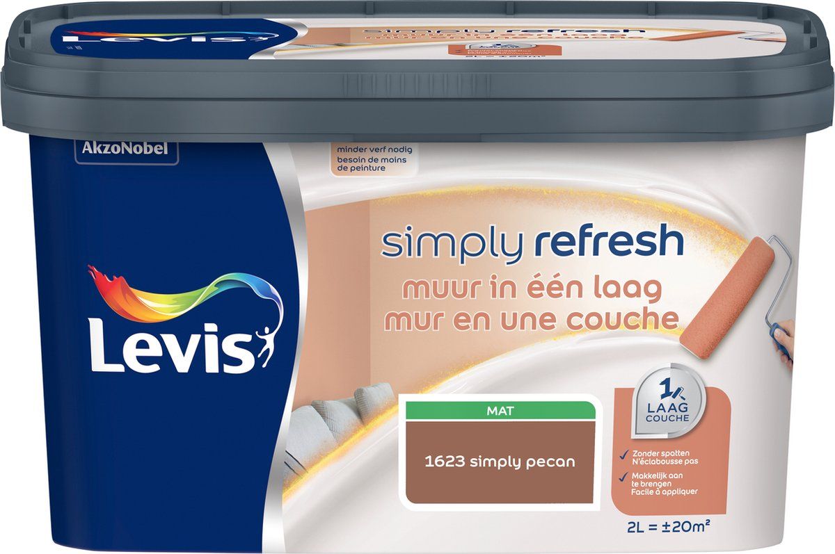 Levi's Simply Refresh - Muur In Een Laag - Mat - Simply Pecan - 2L - 5412271347558