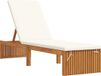 vidaXL Chaise longue acacia massif marron avec coussin inclus oui