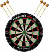 Longfield Dartbord set compleet van diameter 45.5 cm met 6x Bulls dartpijlen van 23 gram - Professioneel darten pakket