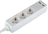 BES LED Stekkerdoos met USB - Viron Serino - 3 stopcontacten - 1.5 meter - Wit