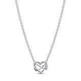 PANDORA Moments Sprankelende Infinity Heart ketting in sterling zilver met kubieke zirkonia stenen, maat 50cm, 392666C01-50
