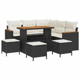 vidaXL - Tuinbank - Set - 9 - st - Zwart - poly - rattan