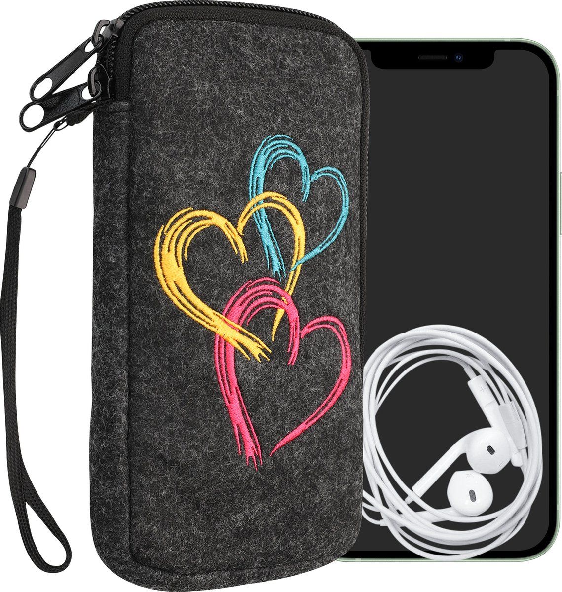 kwmobile Insteekhoesje / - / - / Roze / Oranje / Donkergrijs