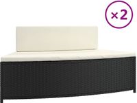 vidaXL Spa-bankjes met kussens 2 st poly rattan zwart