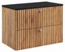 3xE living Armoire murale pour salle de bain 80 cm Chêne Craft Gold / Noir