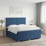 vidaXL Boxspringbed met matras en hoofdeinde, blauw, 140 x 200 cm, stof