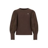 Like Flo getailleerde gebloemde blousetop met borduursels - donkerbruin