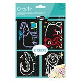 MY MANDARINE AF037C - Creatieve kit kind Crafty - 3 vellen STICKERS + 4 ZWARTE ONDERGRONDEN 14,8x21 cm - WILDE DIEREN