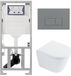 QeramiQ Dely Toiletset - 36.3x51.7cm - diepspoel - rimless - Geberit UP320 inbouwreservoir - softclose toilet zitting - 35mm - bedieningsplaat licht grijs - rechthoekige knoppen - glans wit