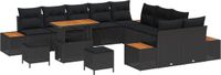 vidaXL Tuinbank Set Zwart Poly Rattan
