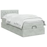 vidaXL Ottoman bed met matras Lichtgrijs 90 x 190 cm Fluweel