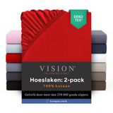 VISION home Vision - Hoeslaken - 100% katoen - 90 x 200cm - Rood
