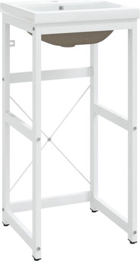 vidaXL Wastafelframe met inbouwwastafel ijzer wit