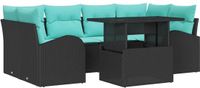 vidaXL Tuinbank - Set - 7-delig - Zwart en turquoise