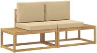 vidaXL Eindsofa met kussen 2 Stuk Wit Massief Acacia Hout