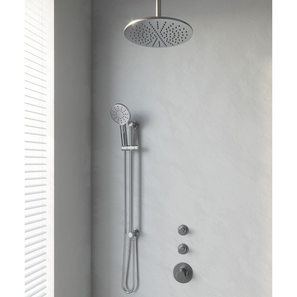 Brauer Regendoucheset Inbouw Plafond 30cm Rond Geborsteld Nikkel PVD 3 Greeps Thermostaatkraan Glijstang en Handdouche