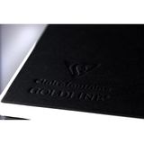 Clairefontaine 34296C Genaaid Schetsboek Goldline - 50 Vellen Wit Tekenpapier - A5 14,8x21 cm 140g - Liggend Formaat - Stevige Zwarte Kaft met Linnenlook
