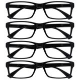 Leesbril UVR4092BK Leesbril Zwart Lezers Waarde 4 Stuks Mannen Vrouwen +3,00