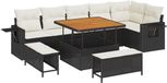 vidaXL - Tuinbank - Set - 8 zitplekken - Zwart/ Crèmewit - Polyrattan - Hoek loungeset