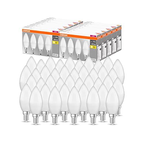 Osram LED Base Classic B, kaarsvorm met E14-fitting, niet dimbaar, vervangt 40 watt, mat, warmwit - 2700 Kelvin, 40 stuks