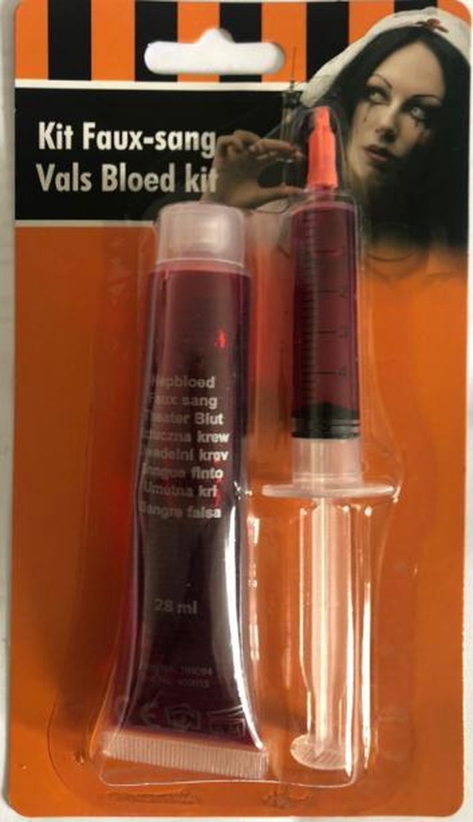 HALLOWEEN Fake Blood 28 ml plus 5 ml met spuit -nep bloed - vals bloed - bloed kit