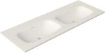 Saniclass Flow Meubelwastafel - 121x46x1.5cm - overloop - 2 wasbakken - zonder kraangaten - solid surface wit mat
