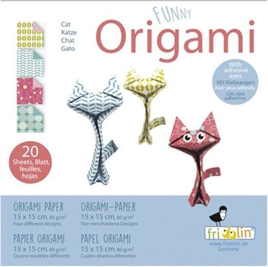 Fridolin Origami Katjes Vouwen 15 X 15 Cm 20 Stuks Multicolor