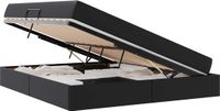 vidaXL Bed met opbergruimte en matras, 2-delig, Zwart, Leer