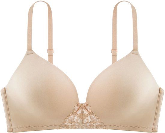 Dorina Voorgevormde BH zonder beugel - Soft Bh - Comfortabele T-shirt bh met dunne bandjes - 70D - Wit