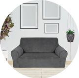 Hilvard - Bankhoes 2 zitsbanken - Grijs - Velvet - Stretch