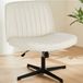 Sweetcrispy Bureaustoel zonder armleuningen, kunstleer, bredere bekleding, in hoogte verstelbaar, 360 graden draaibaar, voor thuis, beige