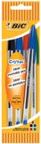 BIC BIC balpen Cristal Medium blister van 5 stuks in geassorteerde kleuren: 2 x blauw groen rood en zwart
