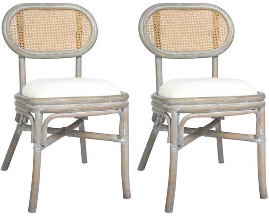 vidaXL Eetkamerstoelen 2 stuks linnen grijs