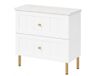 3xE living Armoire de salle de bain, modèle sur pied, 60 cm de large, blanc/marbre Bianco, pieds dorés, 60 x 46 x 73,6 cm