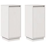 vidaXL Dressoir Massief Grenenhout Wit 31,5x34x75 cm