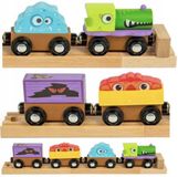 BIGJIGS Toys Ltd. Houten Monster Trein met 3 Wagons - Vanaf 3 Jaar