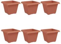 vidaXL Pot de fleurs carré plastique brique rouge 38 x 38 x 30 cm