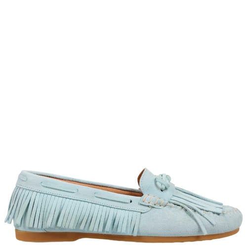DWRS Parral suède leren mocassins lichtblauw