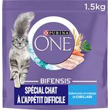PURINA ONE | BIFENSIS | Volwassen kat met moeilijke eetlust | Droogvoer | Stimuleert de eetlust van de kat, hoge verteerbaarheid | Smakelijke smaak van kabeljauw, forel | Zak | Set van 6 x 1,5 kg