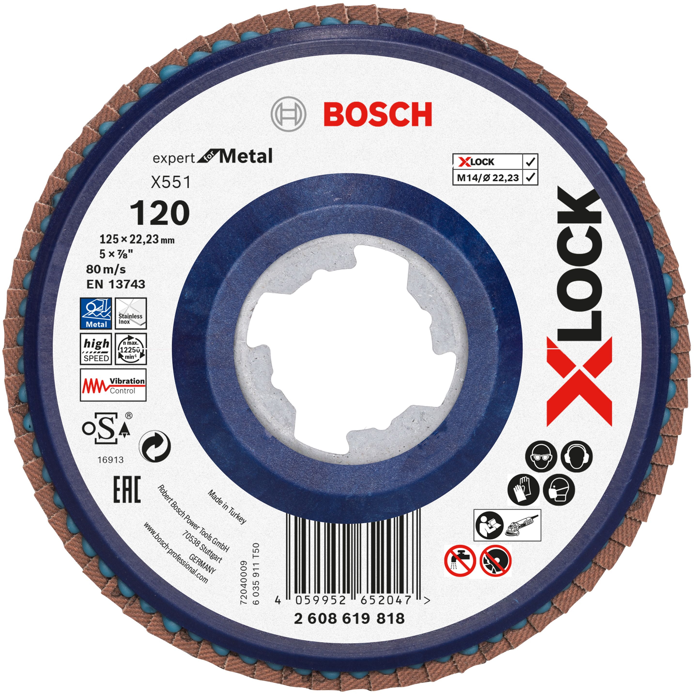 Bosch Accessoires Lamellenschijf X551 125mm G120 kunststof recht X-LOCK - 2608619818