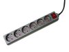 UNITEC 472221 tafelstopcontact met stekkerschakelaar, 6-voudig, 1,4 m, H05VV-F3G1,5 mm², titanium