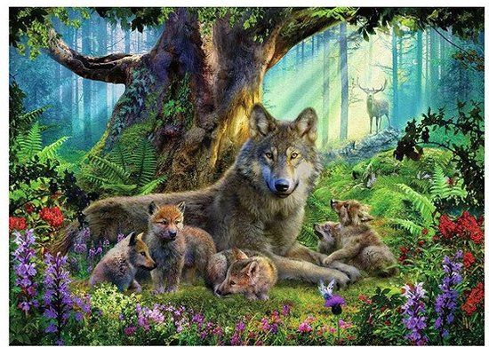 Ravensburger puzzel Familie Wolf in het Bos - 1000 stukjes dieren