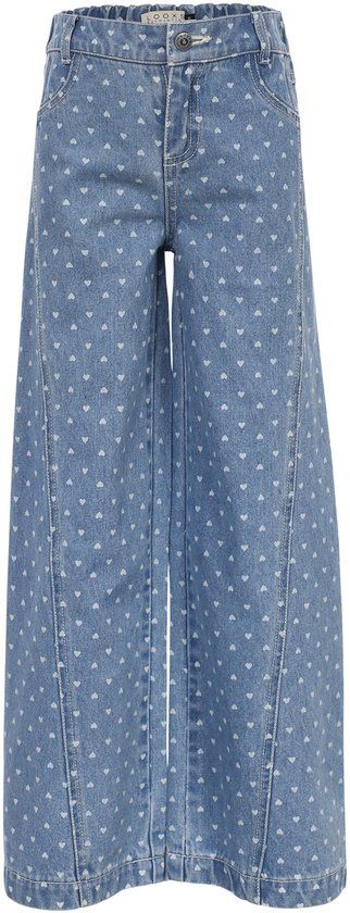 LOOXS Little Meisjes Broek Blauw Hartjesprint - Maat 110